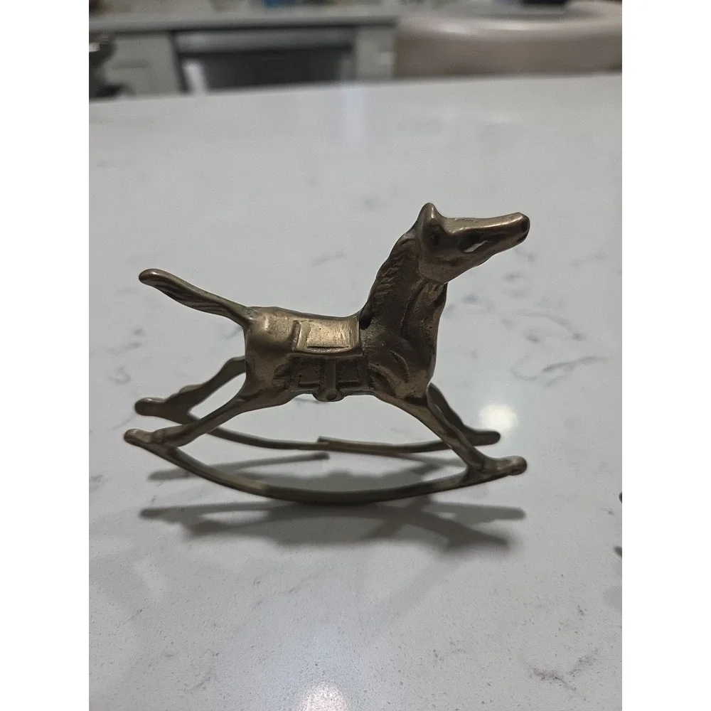 Vintage Brass Rocking Horse Figurines Set of 2